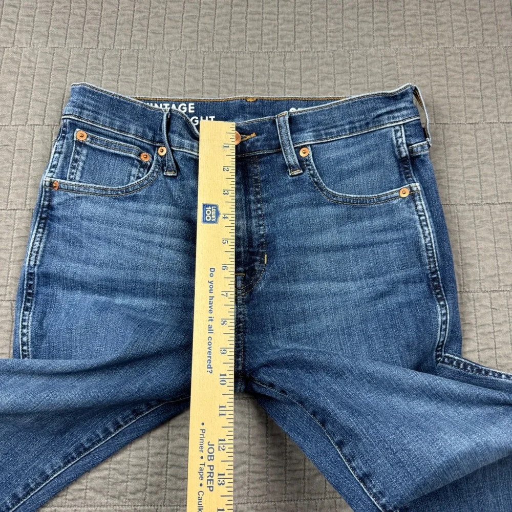 J Crew Vintage Slim Straight Jeans Medium Wash Raw Hem 27P Petite High Rise